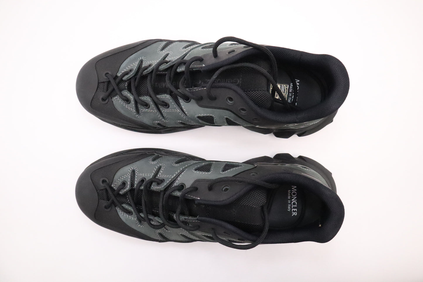 Moncler Silencio Sneakers in Black and Grey-Green Leather