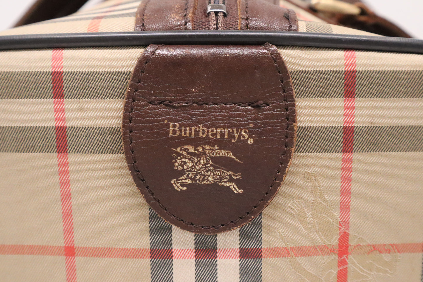 Burberry Boston Bag in Brown Checked Canvas