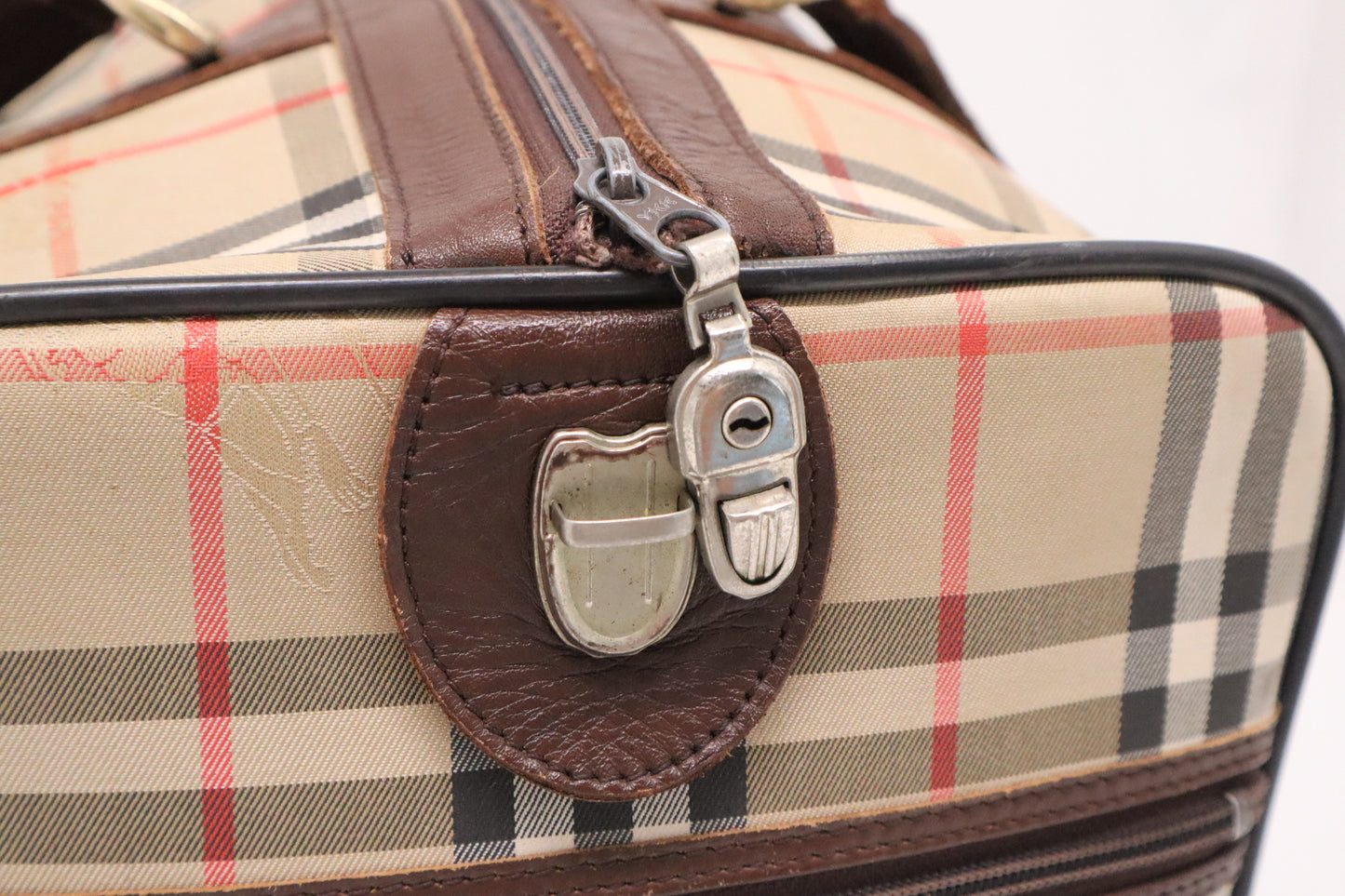 Burberry Boston Bag in Brown Checked Canvas