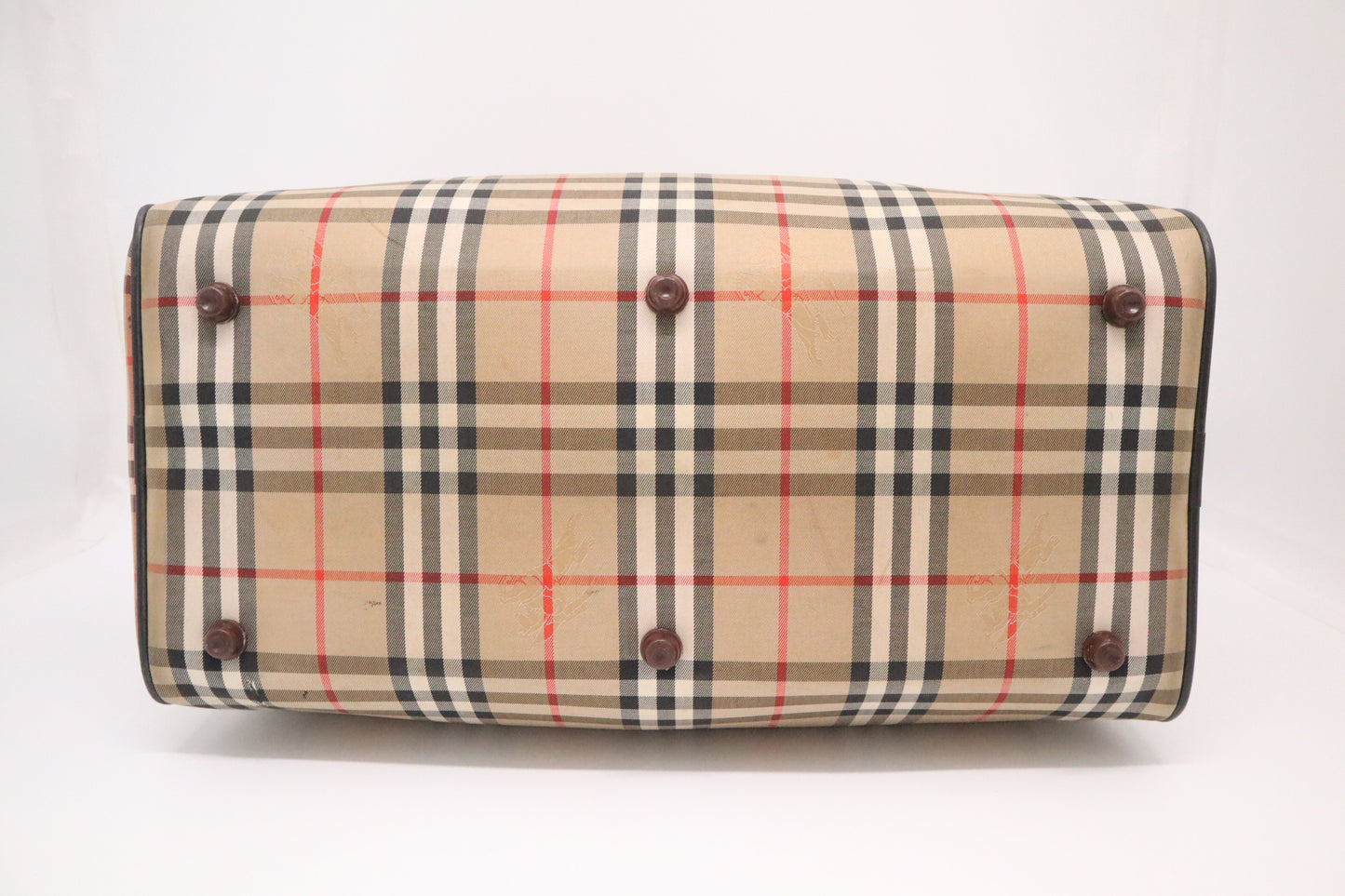 Burberry Boston Bag in Brown Checked Canvas
