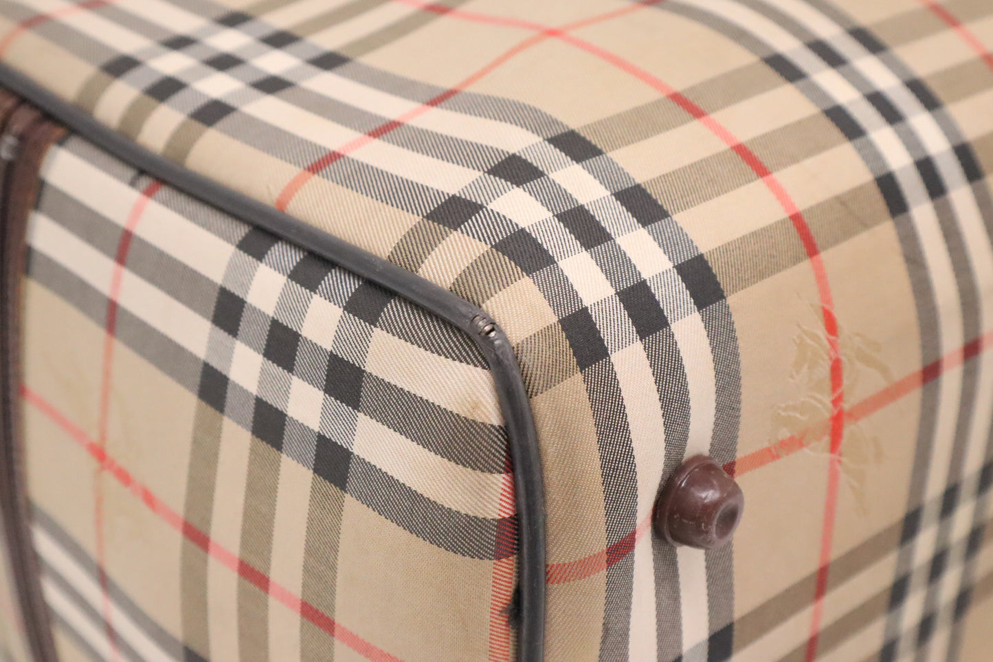 Burberry Boston Bag in Brown Checked Canvas
