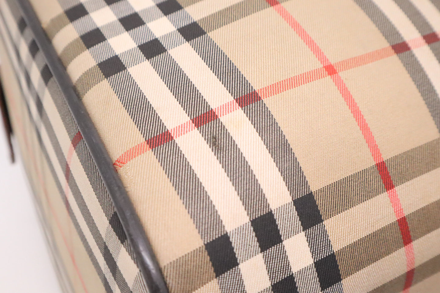 Burberry Boston Bag in Brown Checked Canvas