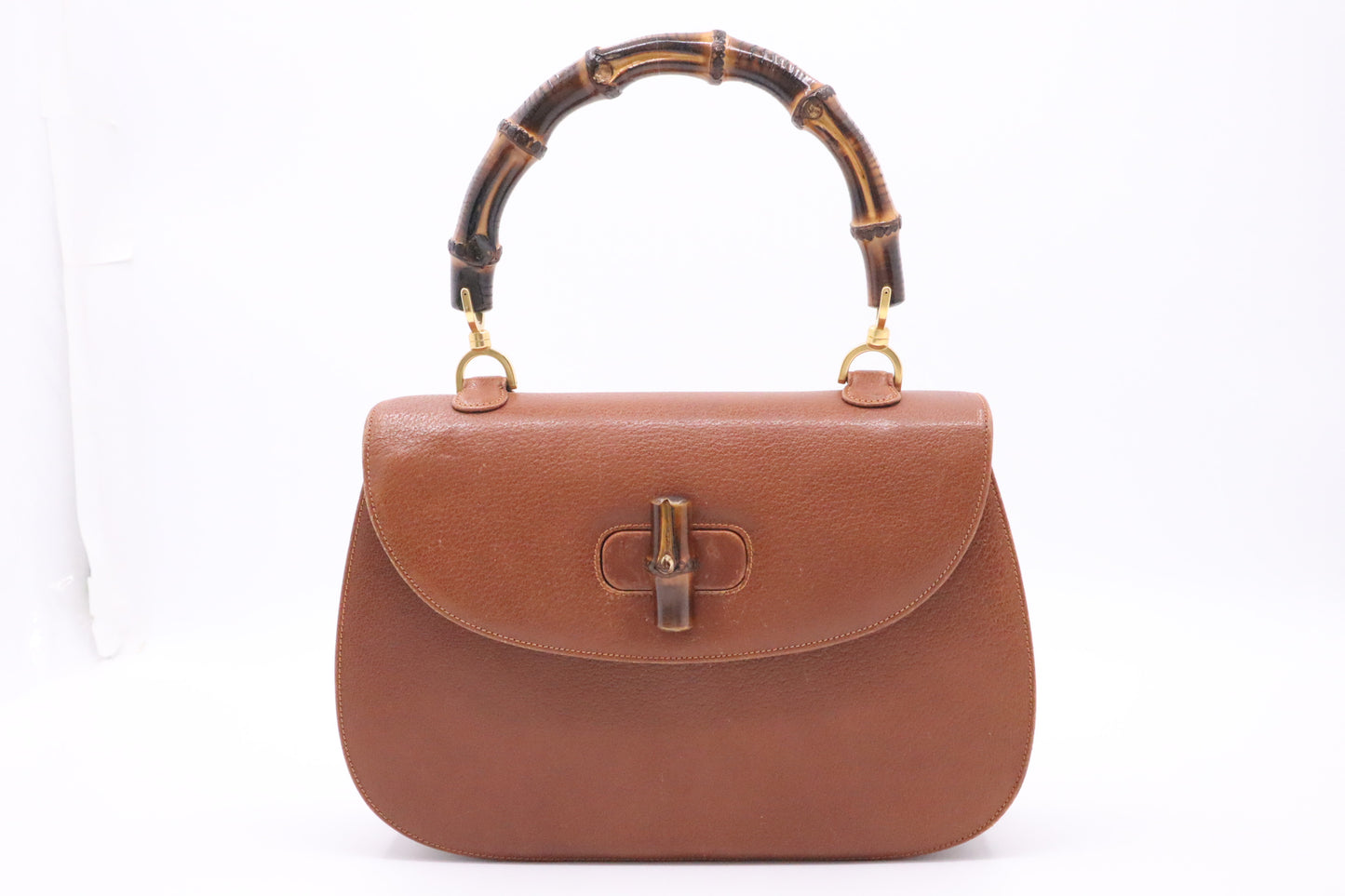 Gucci Bamboo Large 1947 Top Handle Bag in Tan Leather