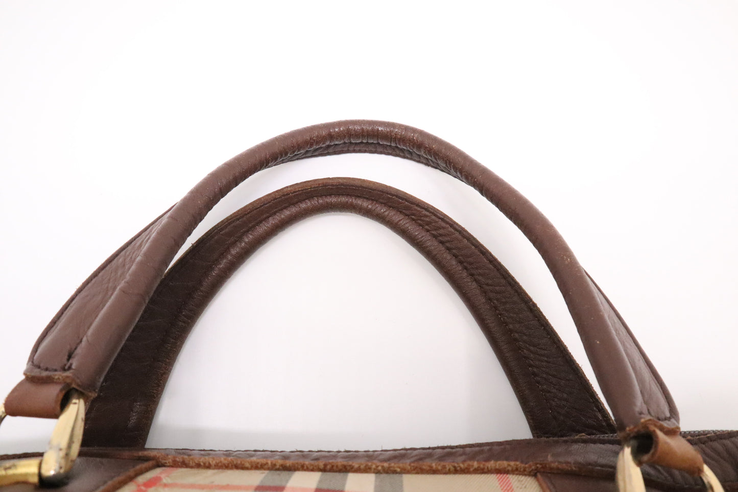 Burberry Boston Bag in Brown Checked Canvas