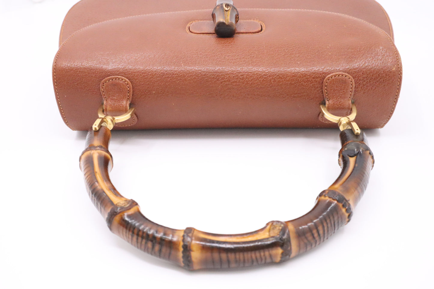 Gucci Bamboo Large 1947 Top Handle Bag in Tan Leather