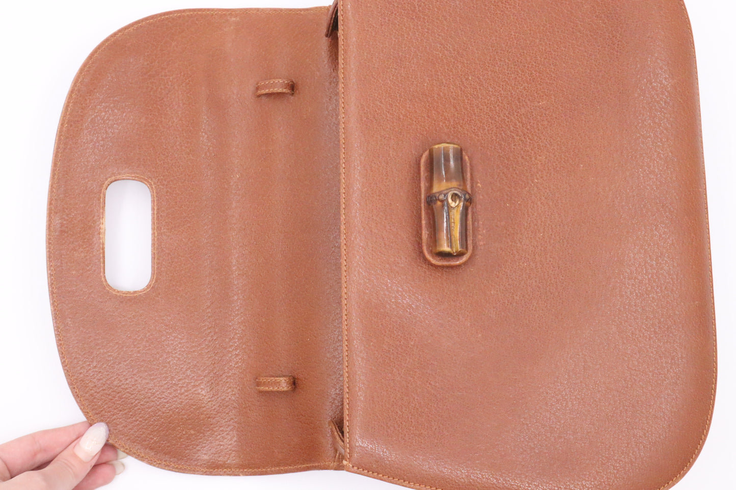 Gucci Bamboo Large 1947 Top Handle Bag in Tan Leather