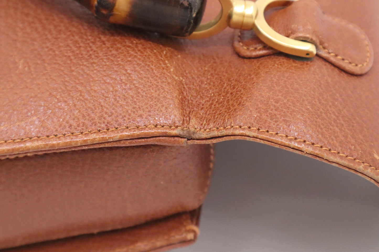 Gucci Bamboo Large 1947 Top Handle Bag in Tan Leather