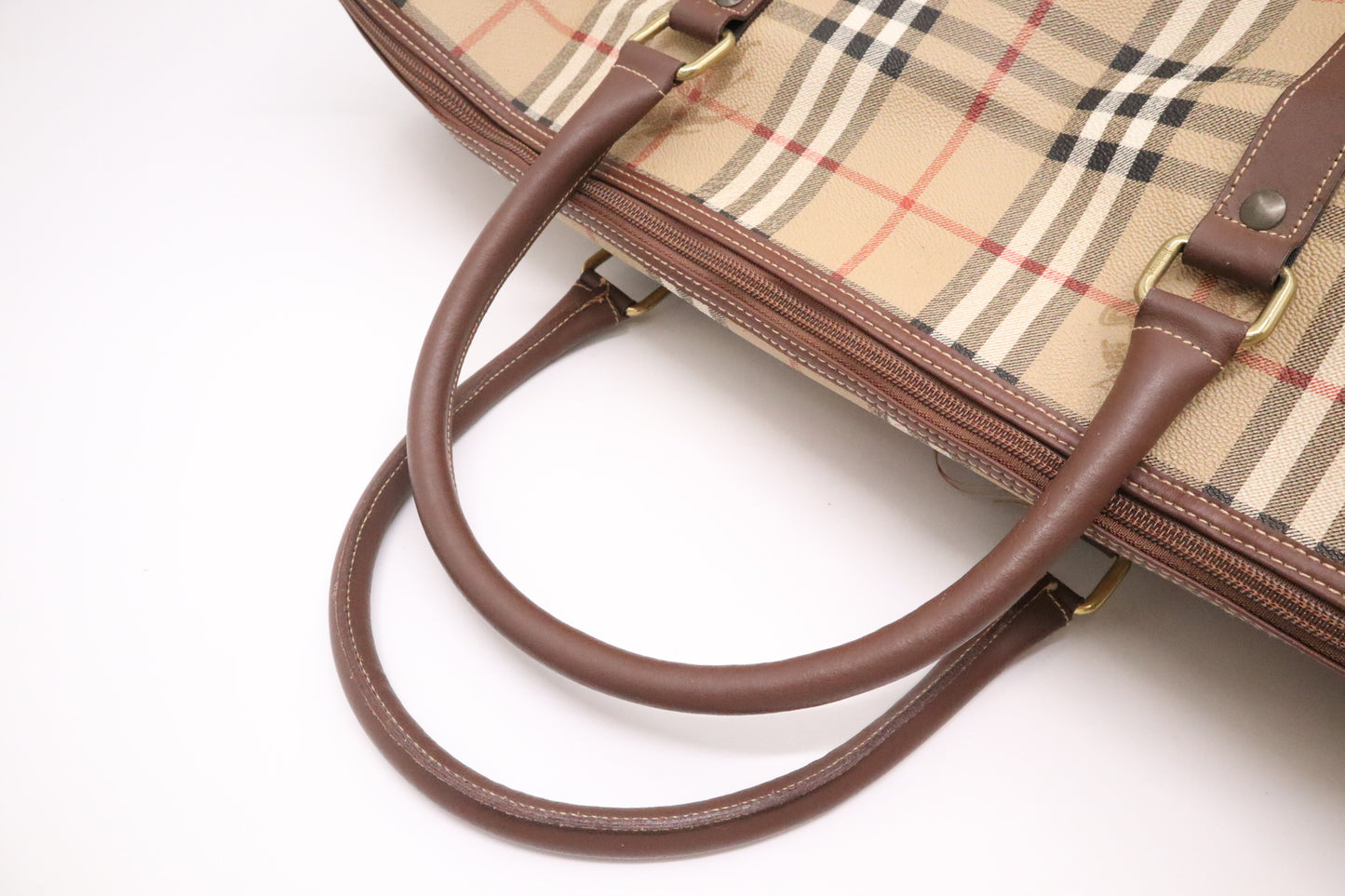 Burberry Travel Bag in Beige Coated Check Canvas