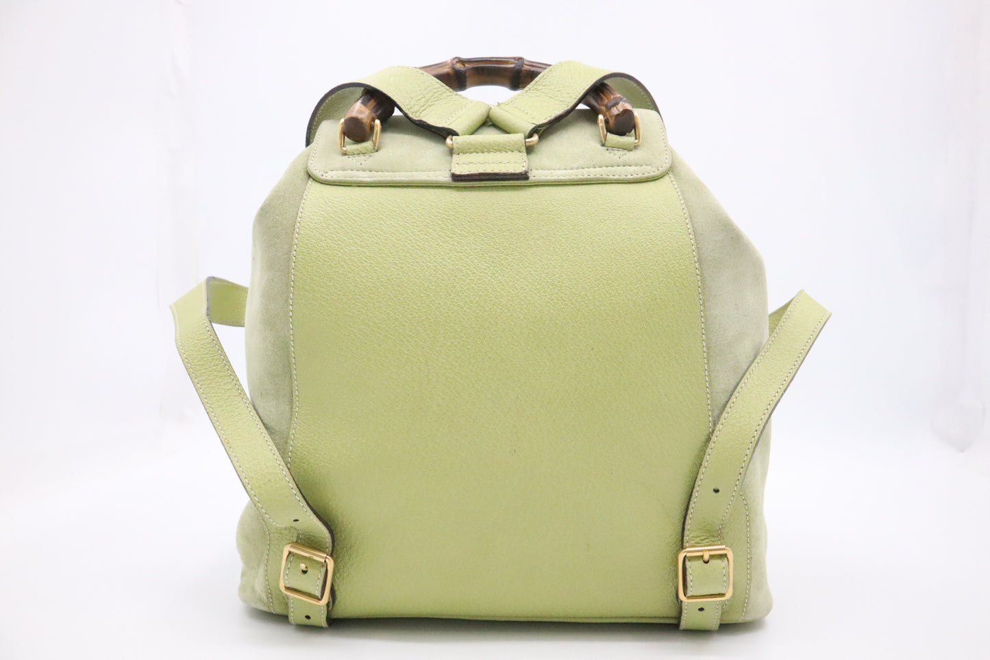 Gucci Bamboo Backpack in Pale Green Suede