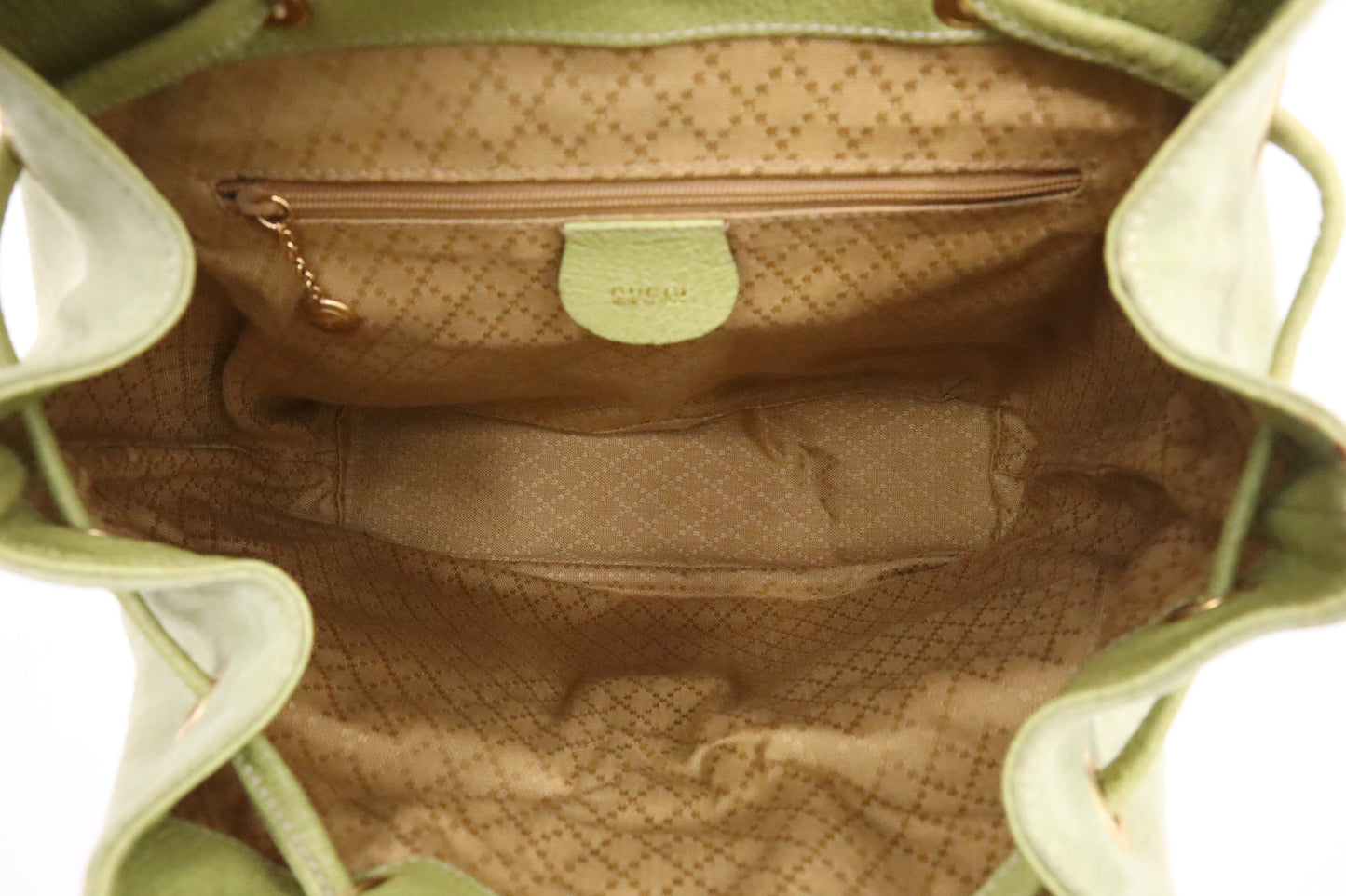 Gucci Bamboo Backpack in Pale Green Suede