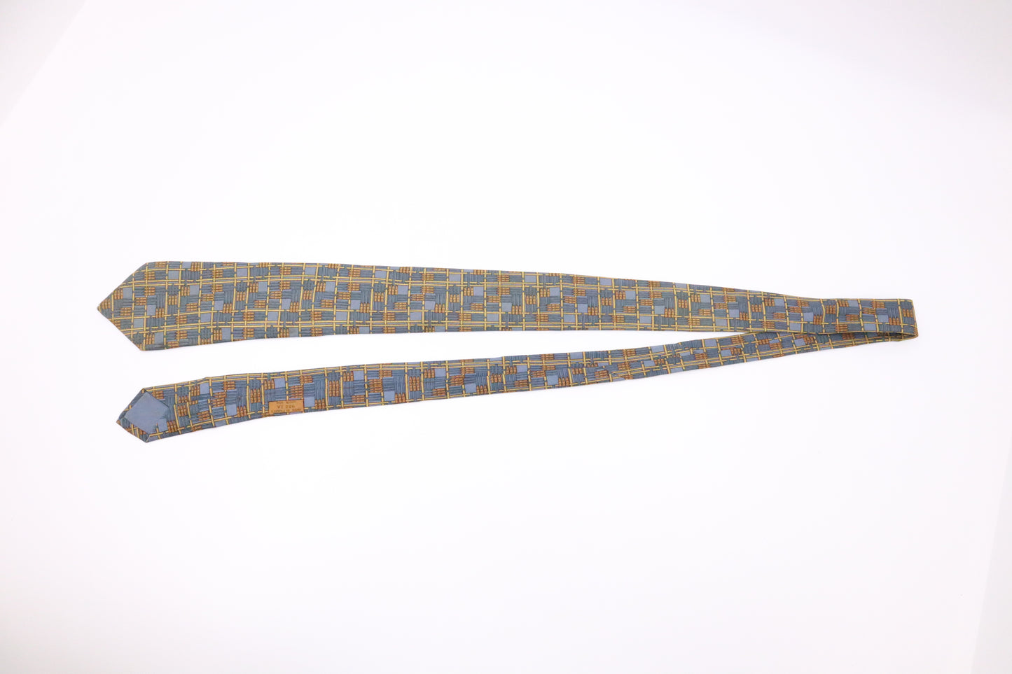 Hermes Tie in Blue and Yellow Silk