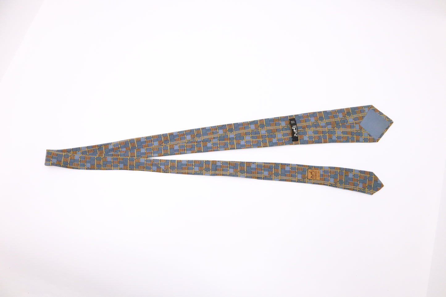Hermes Tie in Blue and Yellow Silk