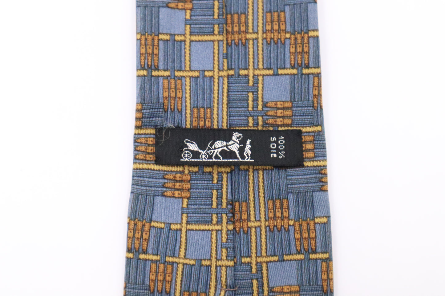 Hermes Tie in Blue and Yellow Silk