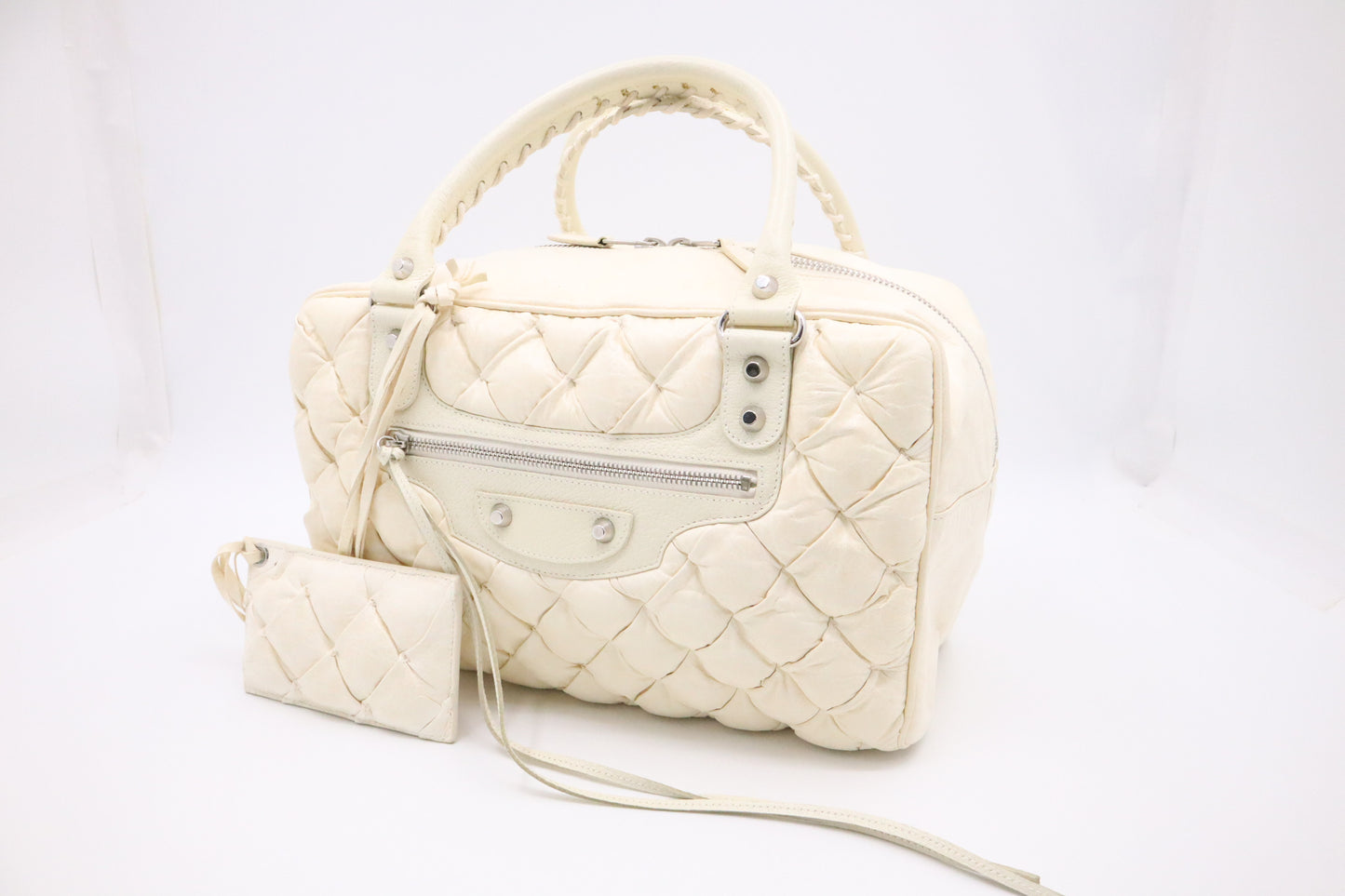 Balenciaga City Tote in Cream Quilted Leather