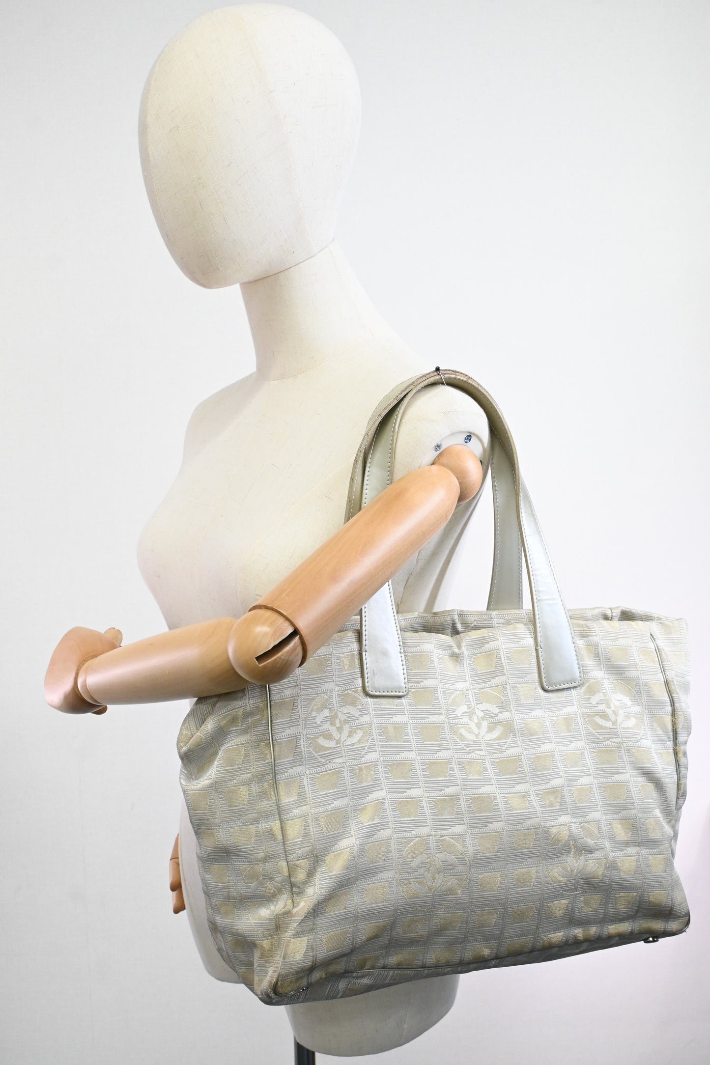 Chanel New Travel Line Tote in Champagne Canvas