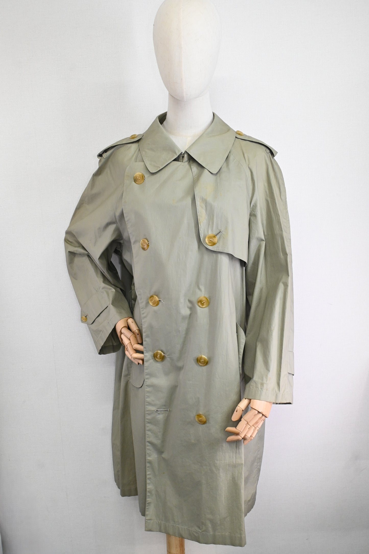 Burberry Trench Coat in Khaki Green Cotton