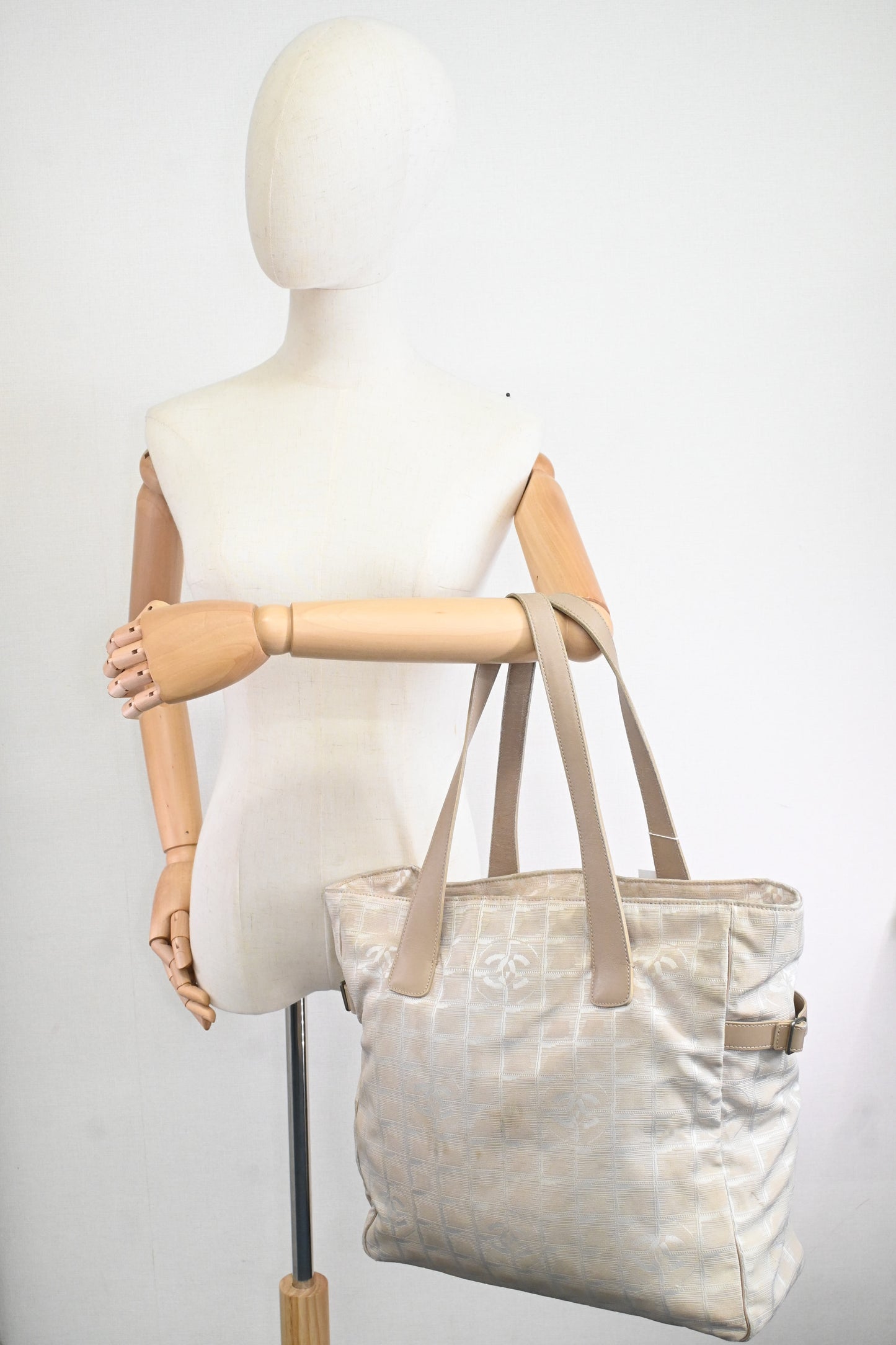 Chanel New Travel Line Zip Tote in Beige Canvas