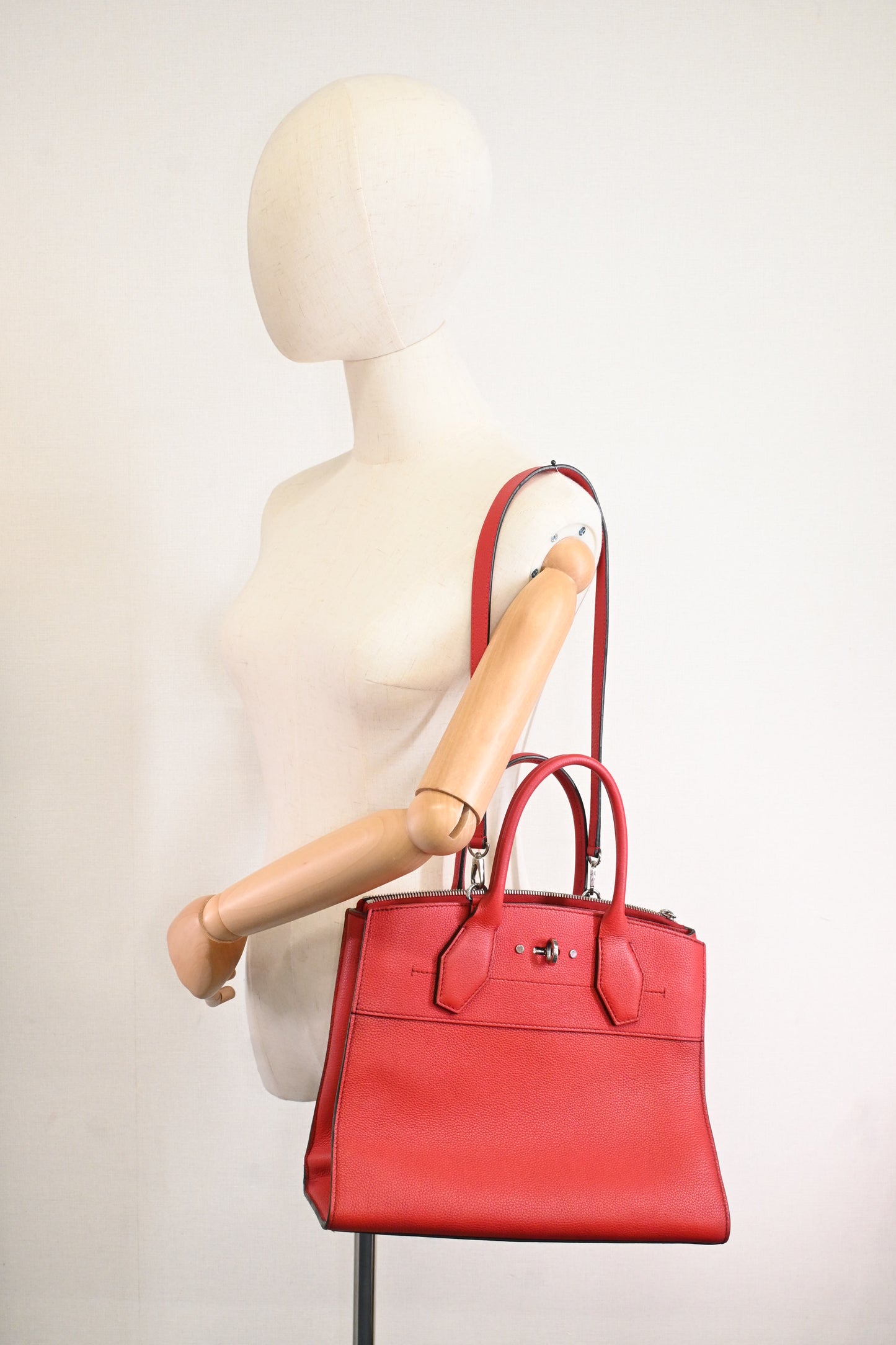 Louis Vuitton City Steamer MM in Red Taurillon Leather