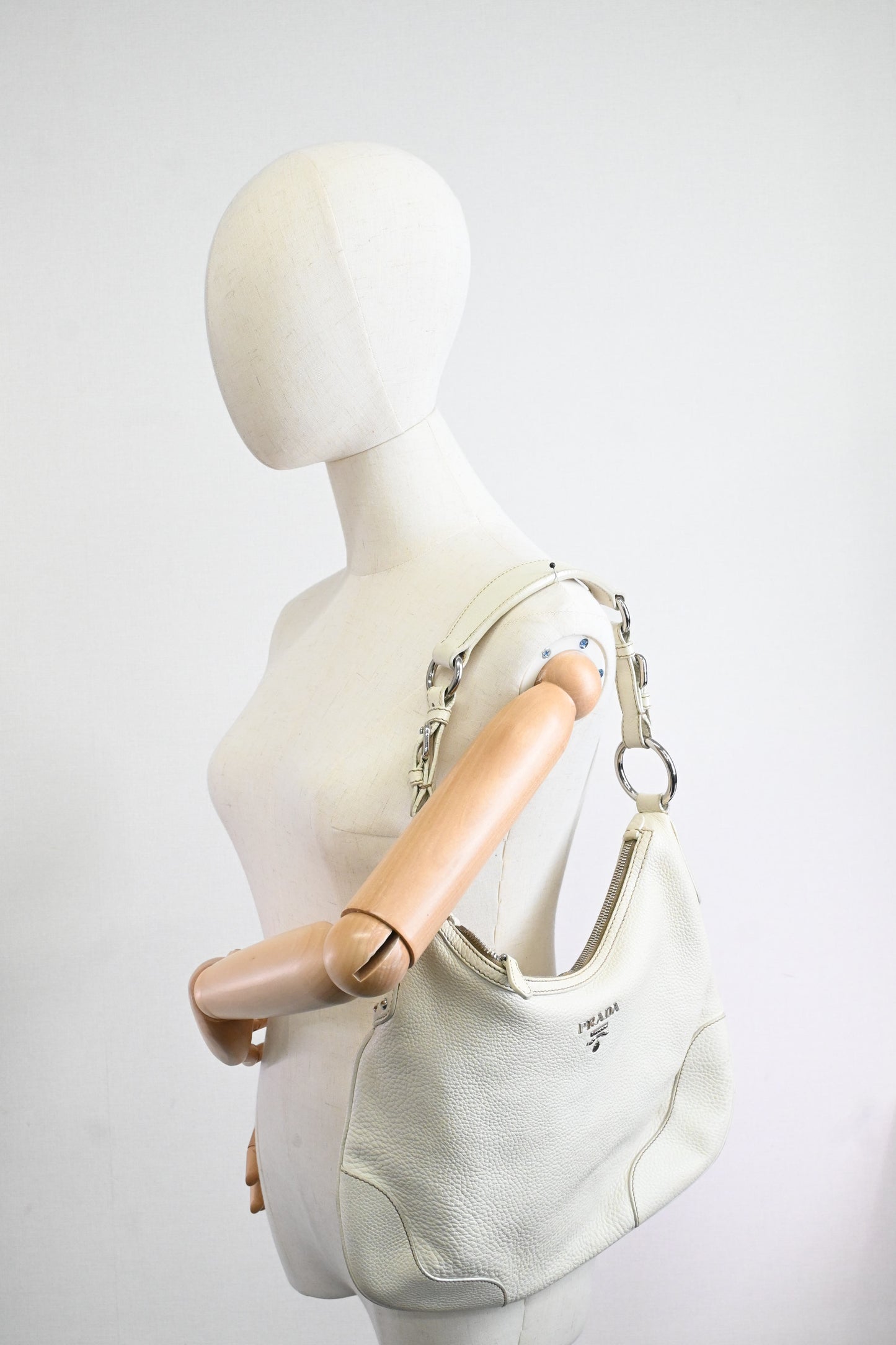 Prada Hobo Bag in White Leather