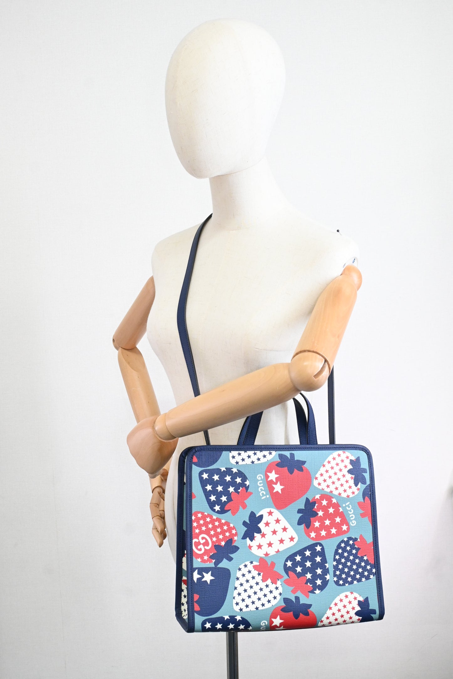 Gucci Children's Crossbody Tote in Strawberry Star Coated Canvas