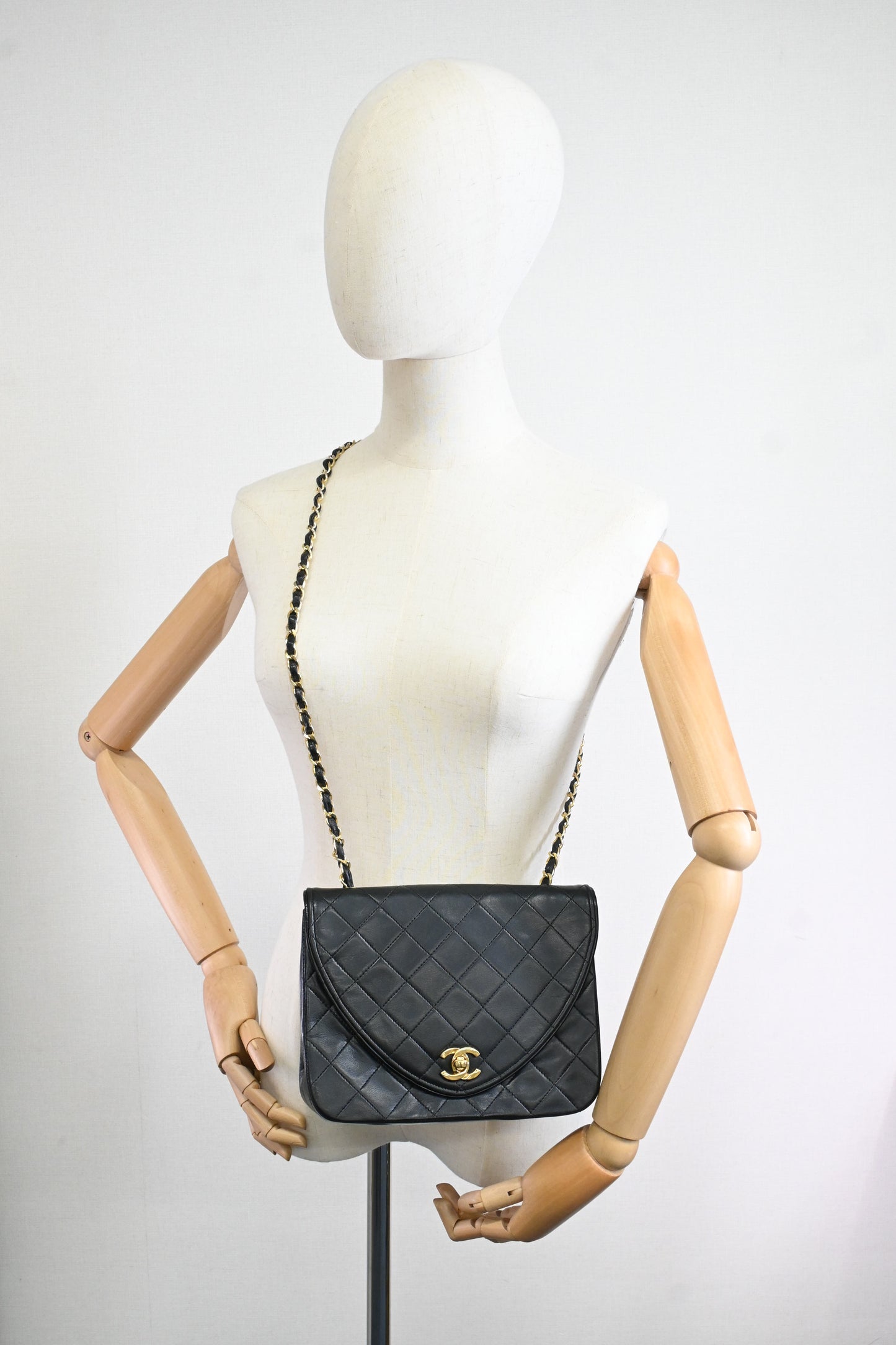 Chanel Round Flap in Black Matelassé Leather