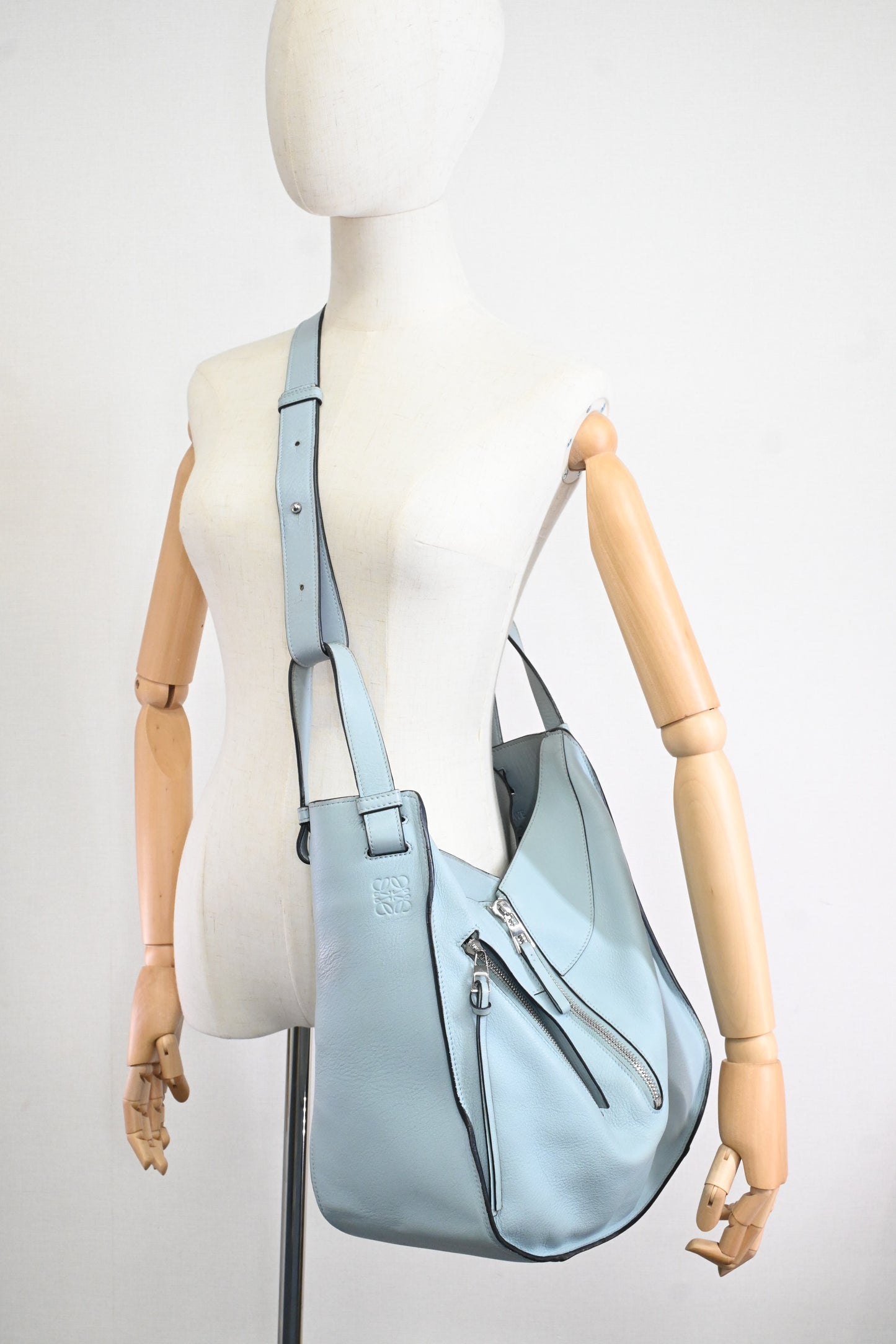 Loewe Small Hammock in Light Blue Leather