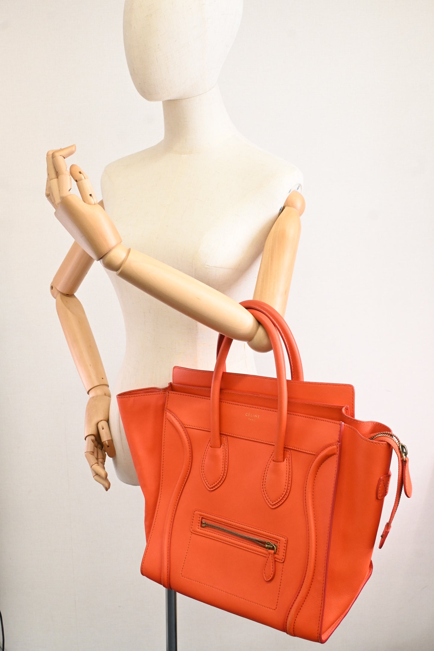Celine Mini Luggage in Orange Leather