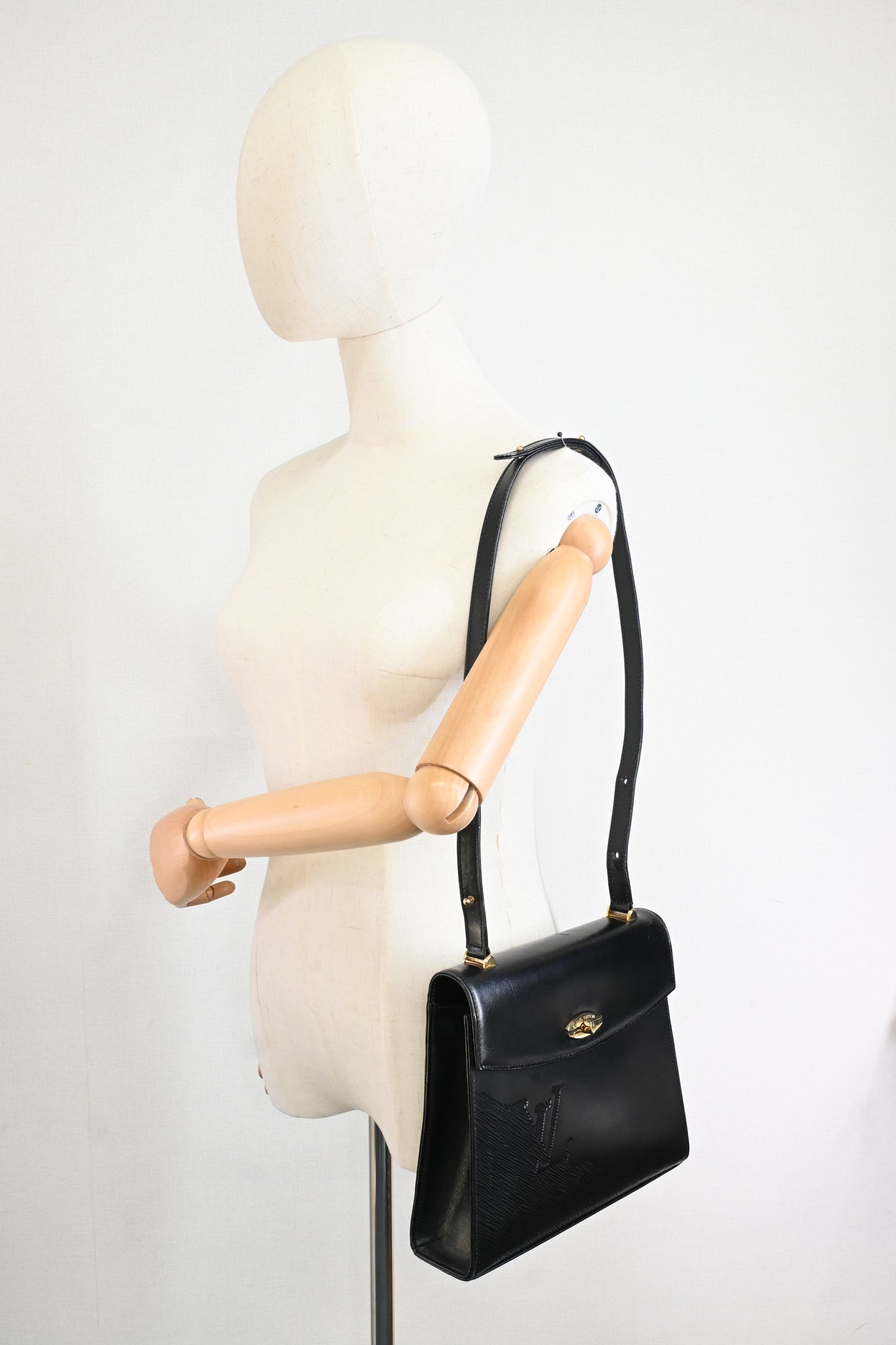 Louis Vuitton Sparte Shoulder Bag in Black Partial Grain Leather