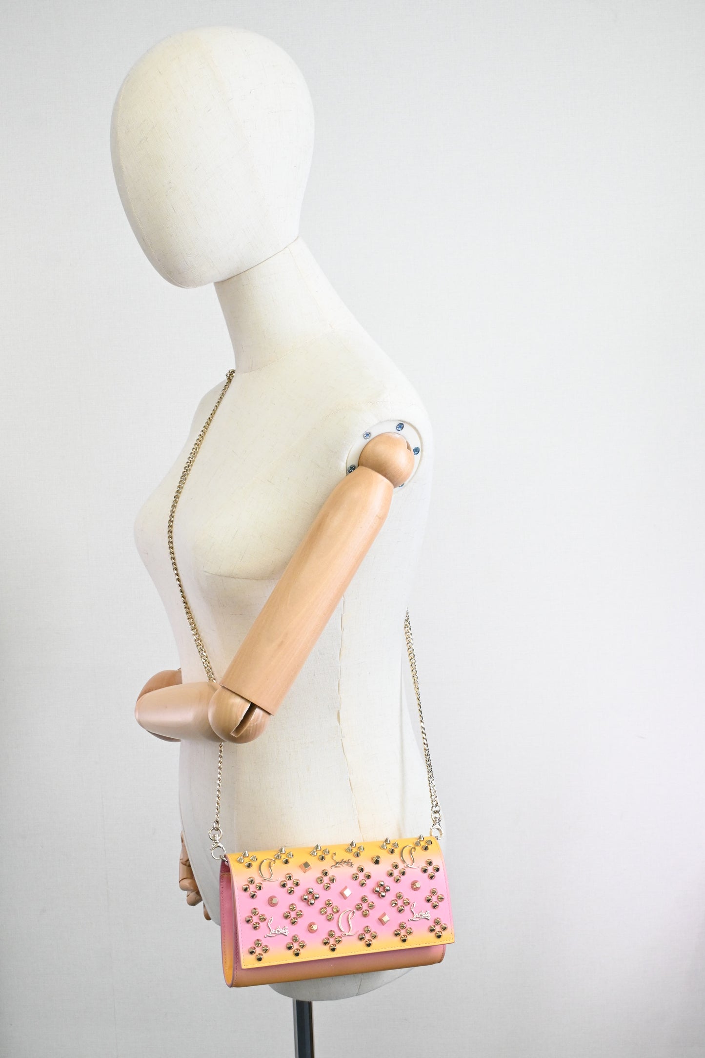 Louboutin Small Paloma Clutch in Yellow and Pink Loubinthesky Leather
