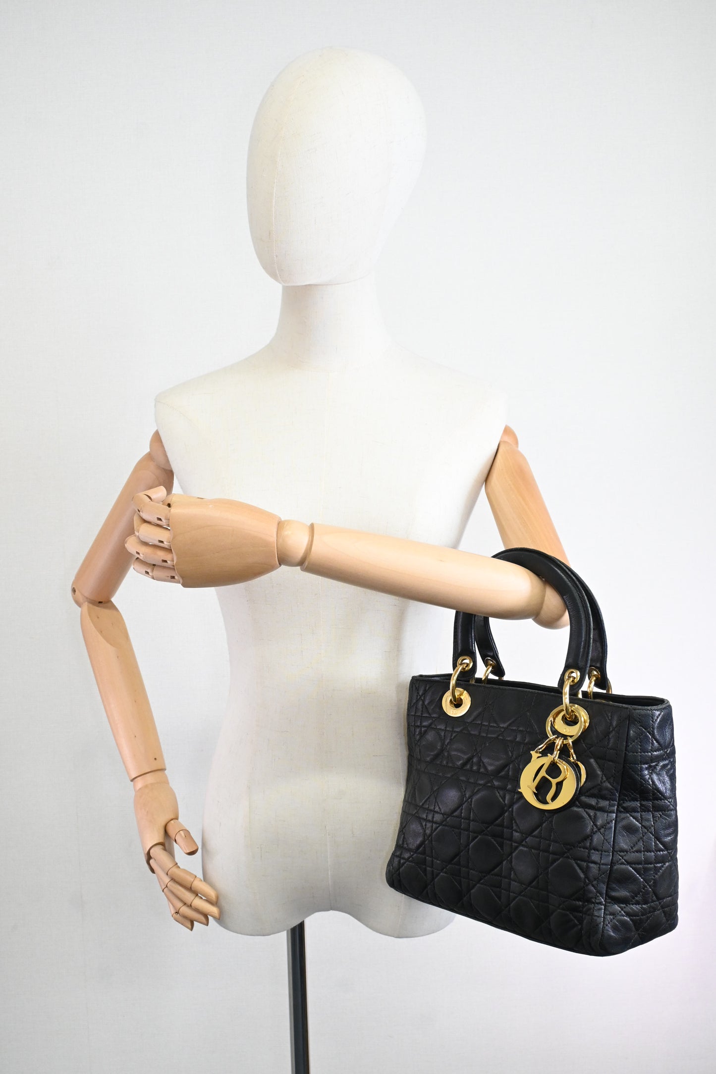 Dior Medium Lady Dior in Black Cannage Leather