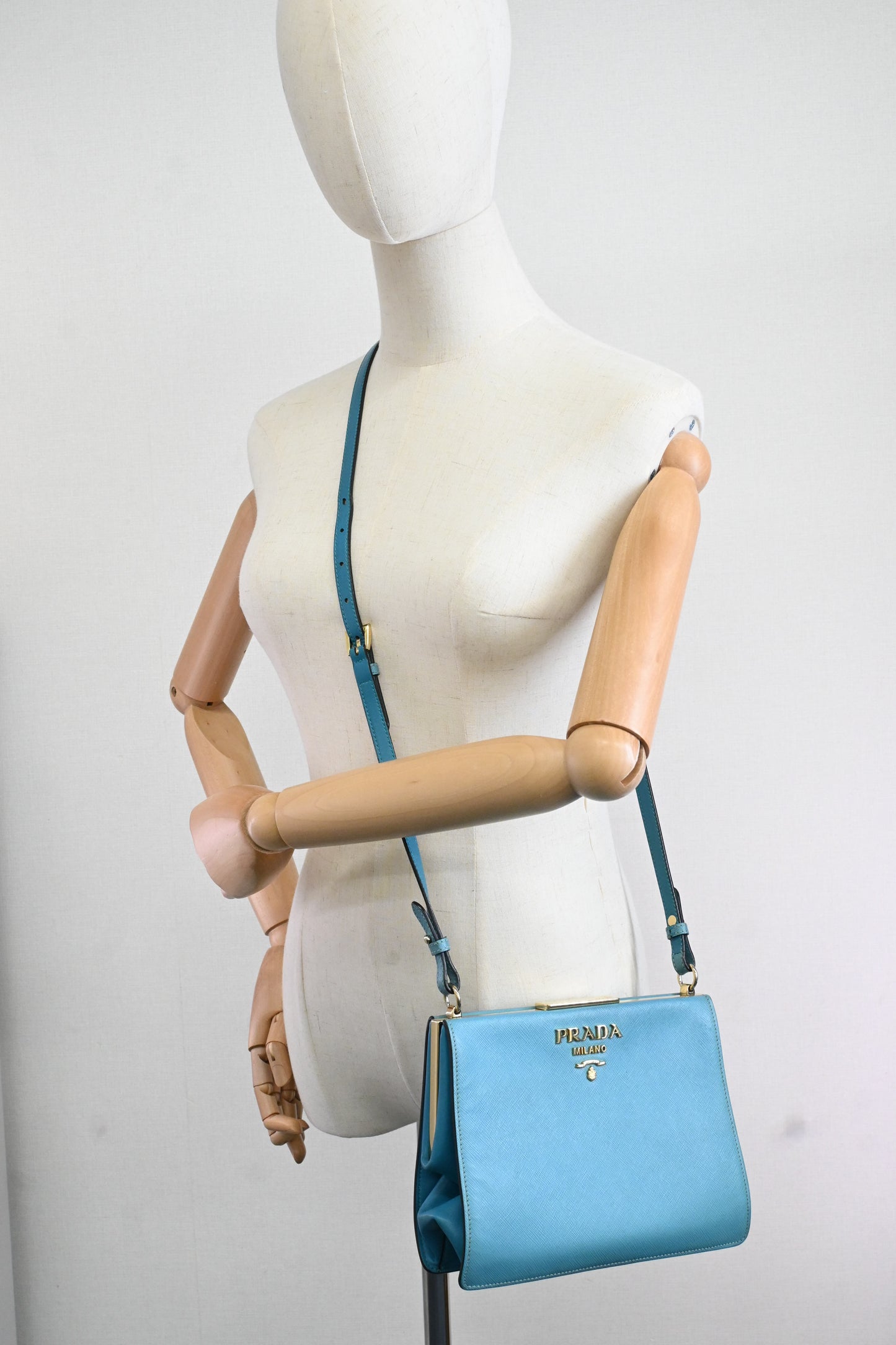 Prada Crossbody Bag in Blue Saffiano Leather