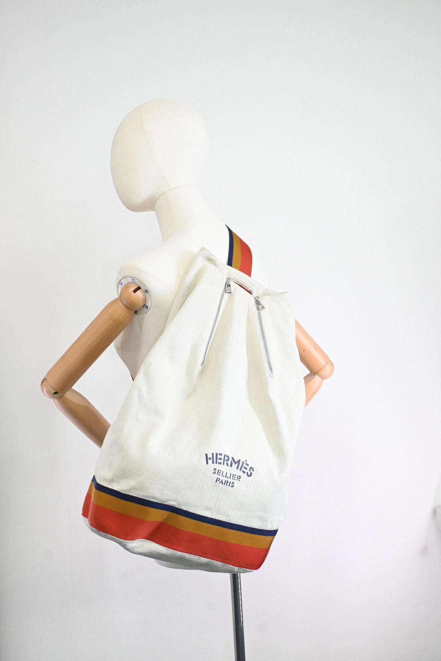 Hermes Cavalier Marine Bag in Beige Canvas