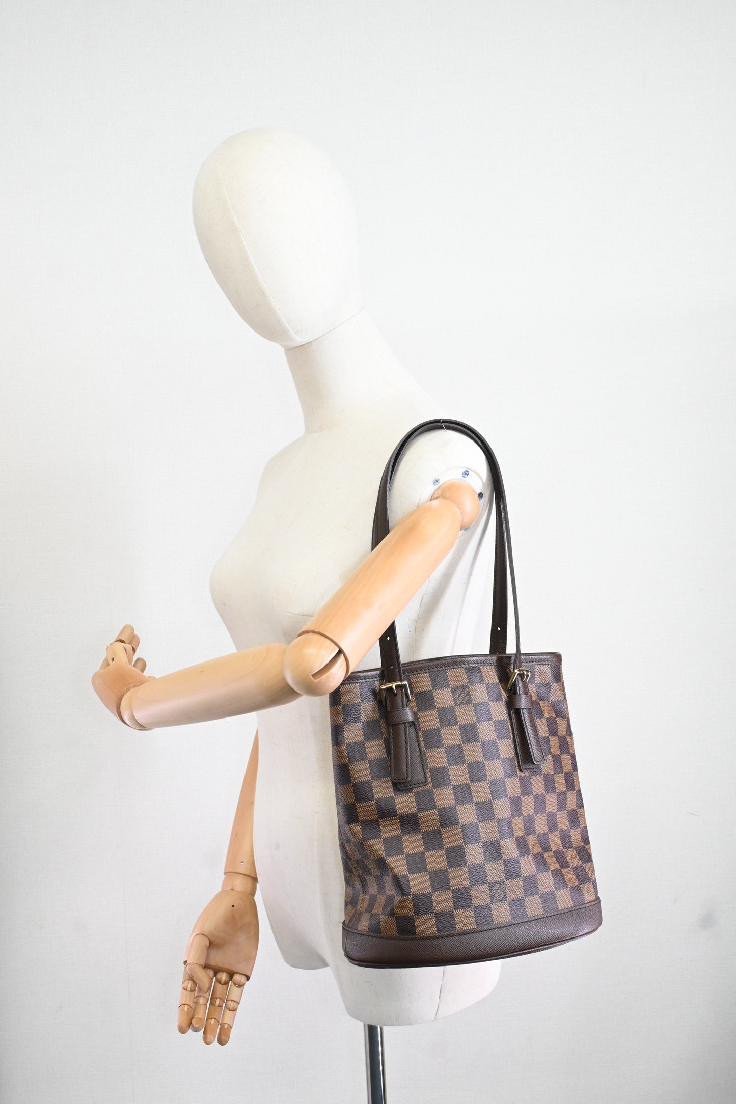 Louis Vuitton Marais Bucket in Damier Ebene Canvas