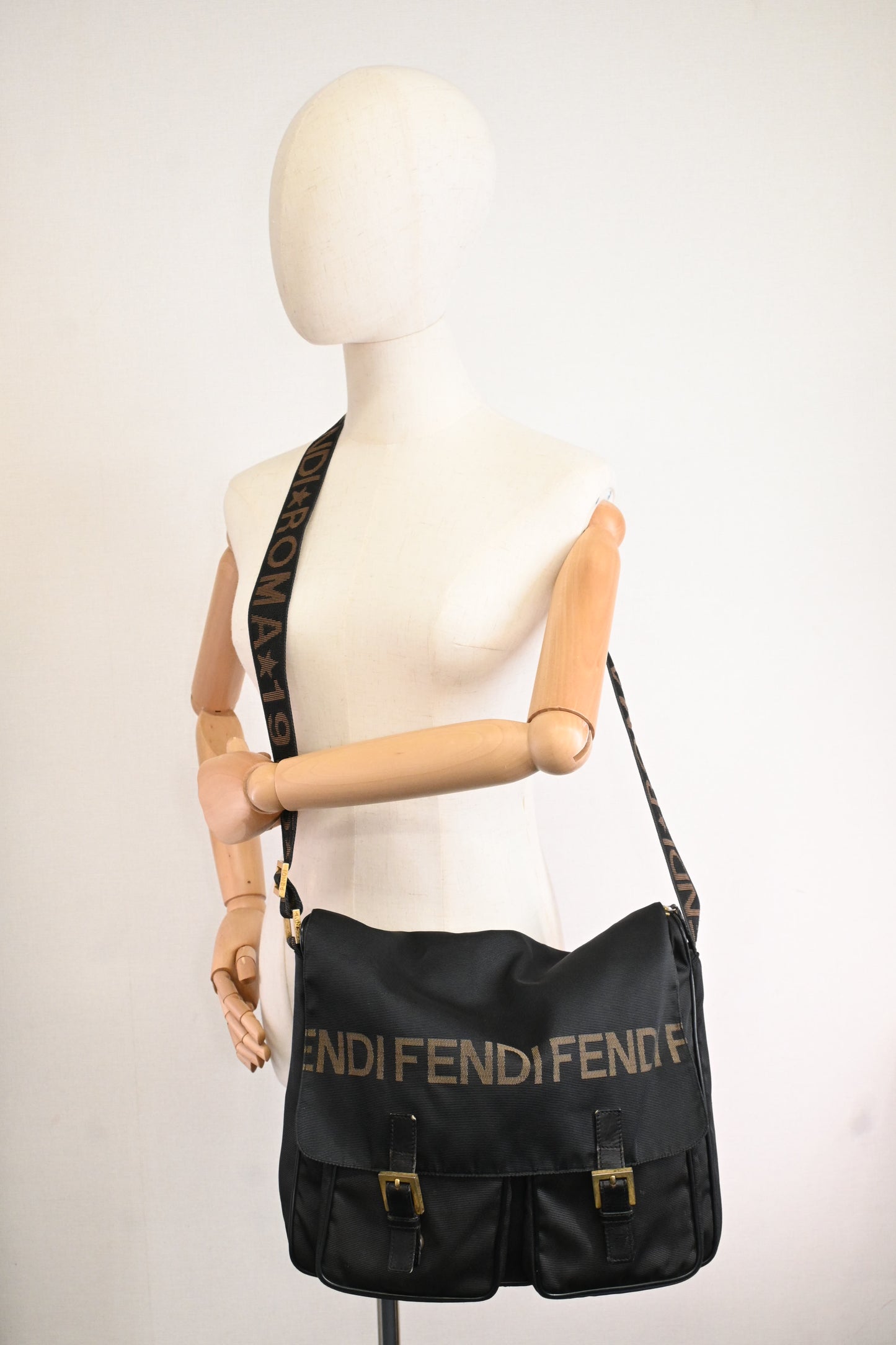 Fendi Messenger Bag in Black Canvas