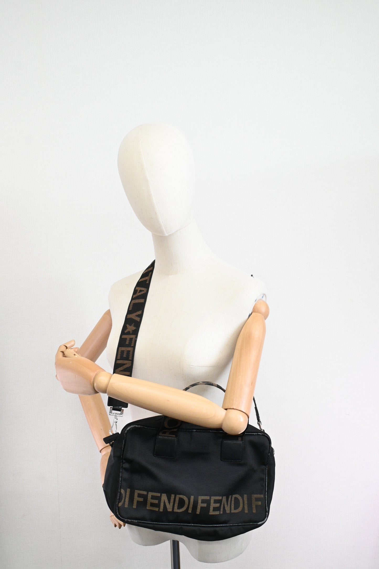 Fendi Two Way Bag in Black Canvas