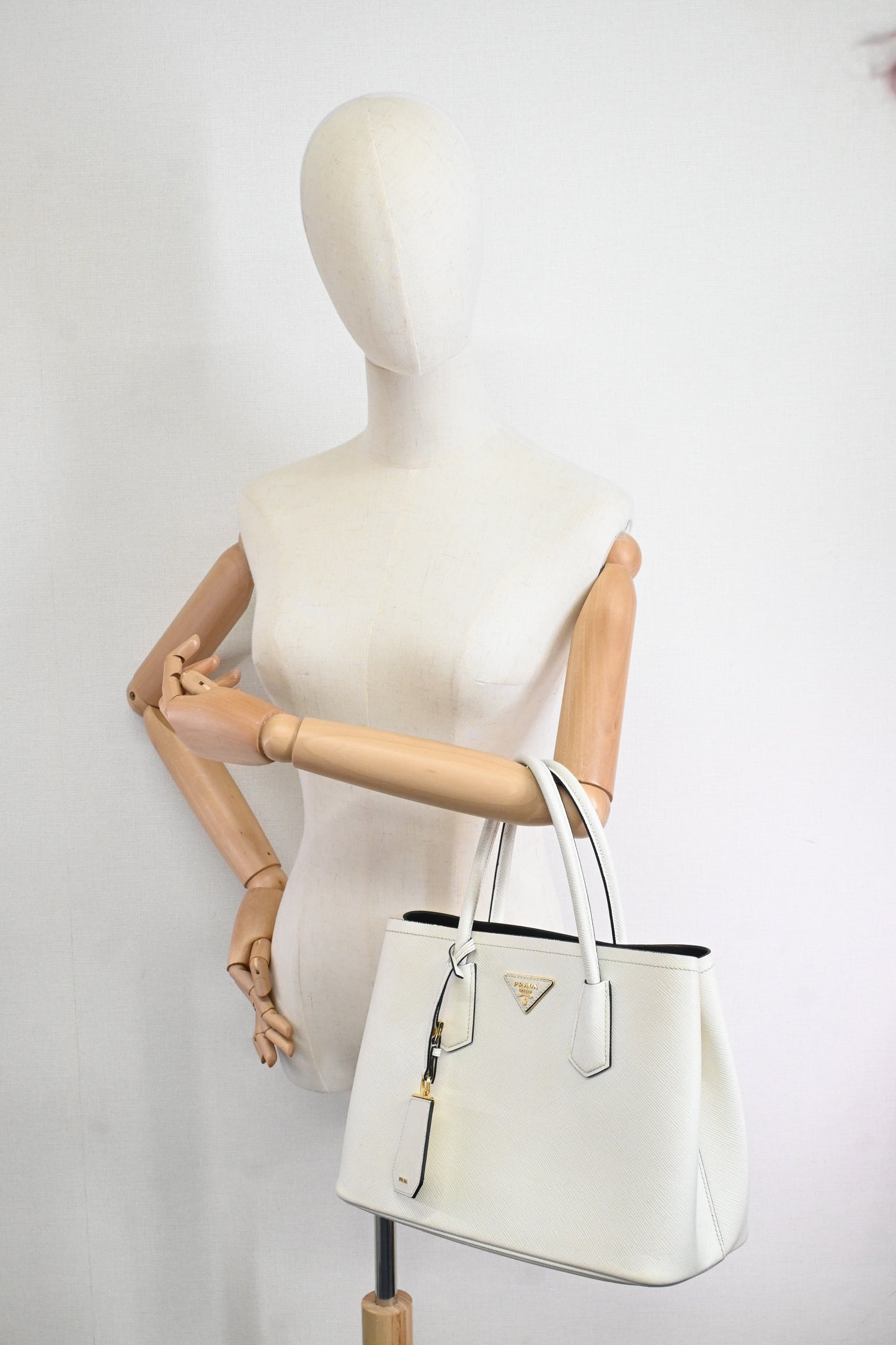 Prada Medium Handbag in White Saffiano Leather