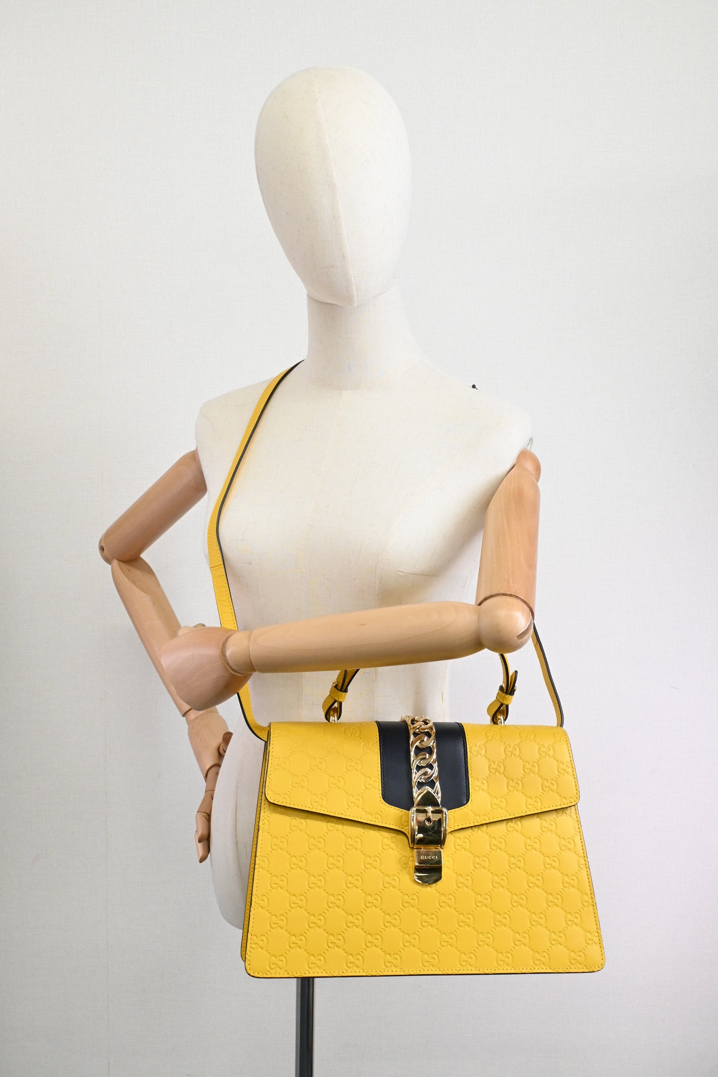 Gucci Large Sylvie in Yellow Guccissima Leather