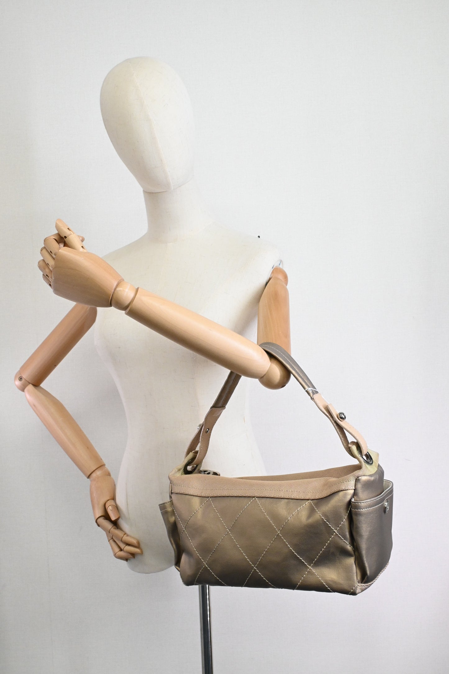 Chanel Paris-Biarritz Shoulder Bag in Gold Coated Canvas