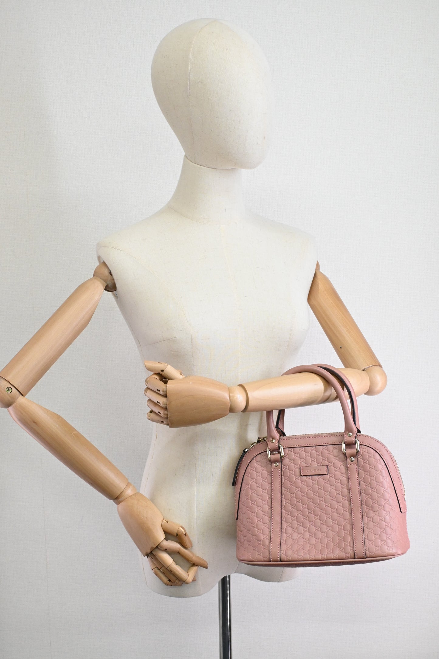 Gucci Mini Dome 2way Bag in Pink Micro Guccissima Leather