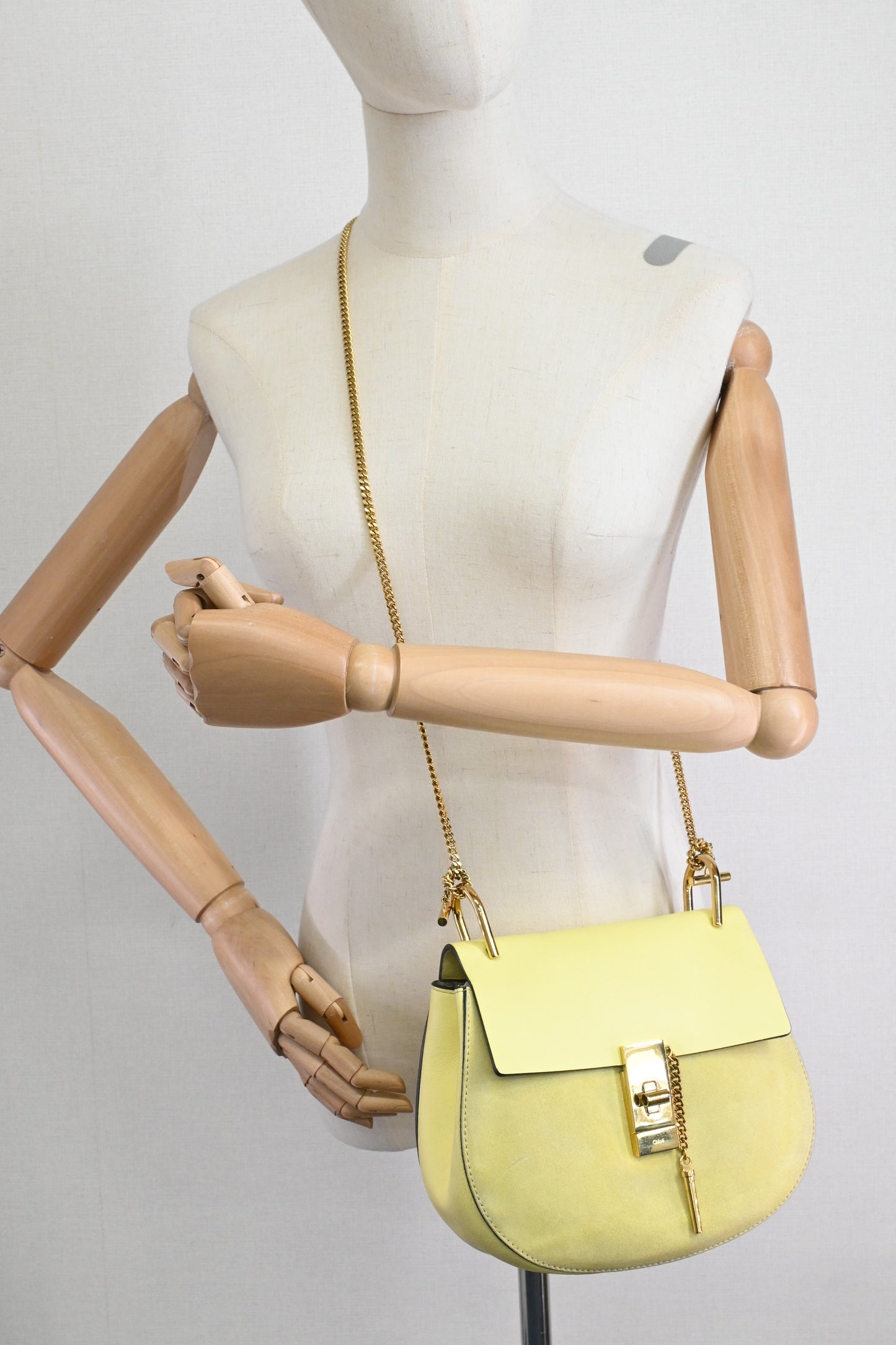 Chloe Drew Crossbody in Yellow Leather and Suede