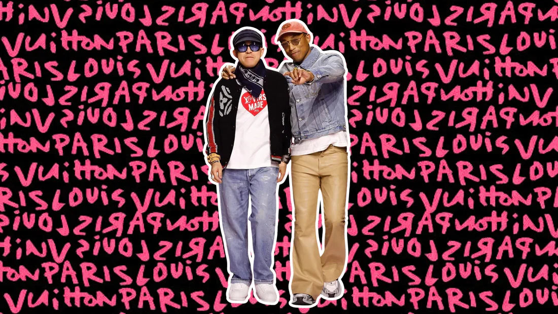 Pharrell & Nigo with Louis Vuitton background