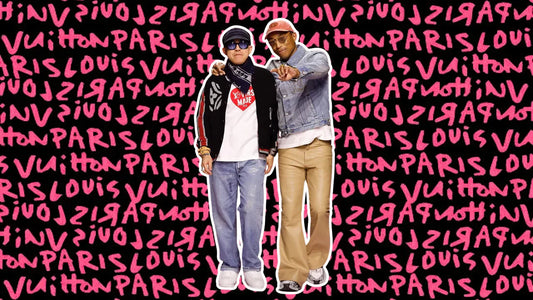 Pharrell & Nigo with Louis Vuitton background