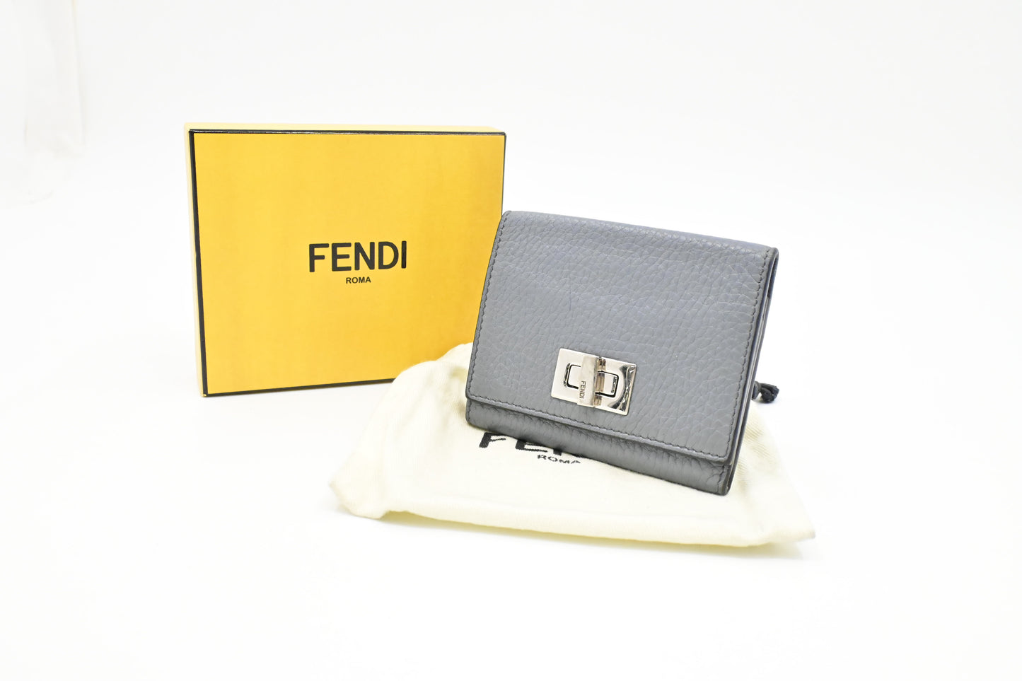Fendi Peekaboo Mini Wallet in Light Blue Leather