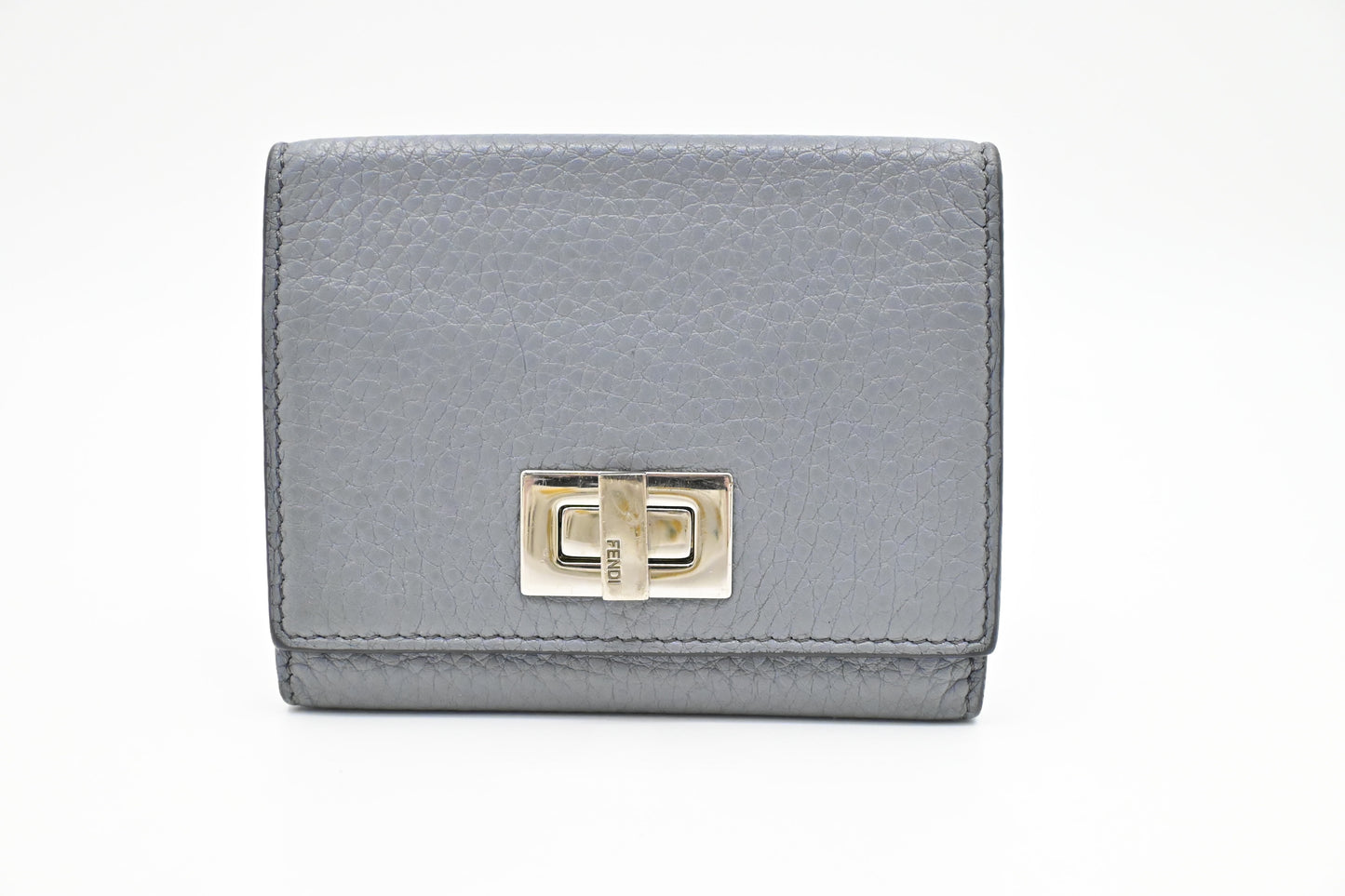 Fendi Peekaboo Mini Wallet in Light Blue Leather