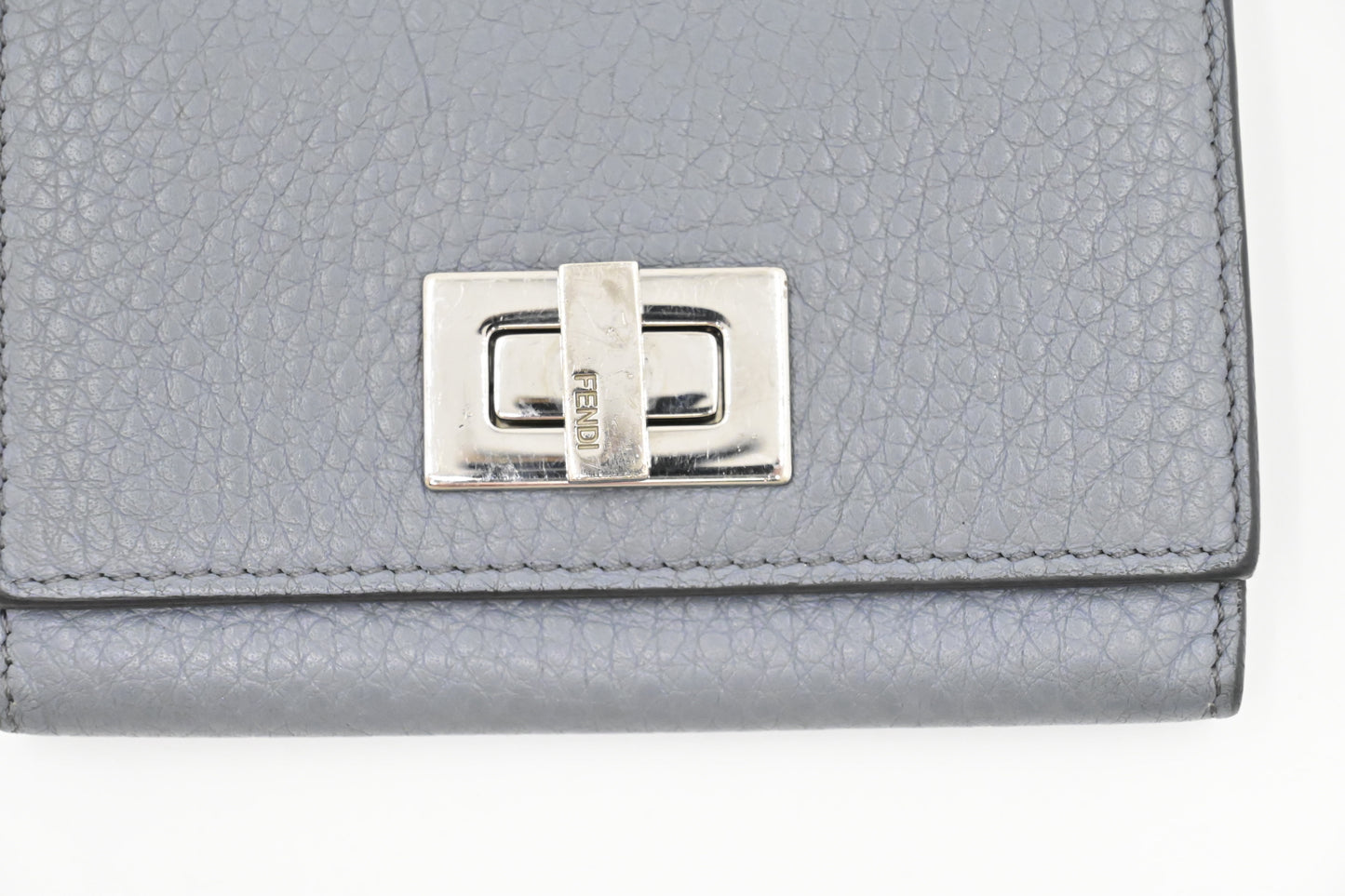 Fendi Peekaboo Mini Wallet in Light Blue Leather
