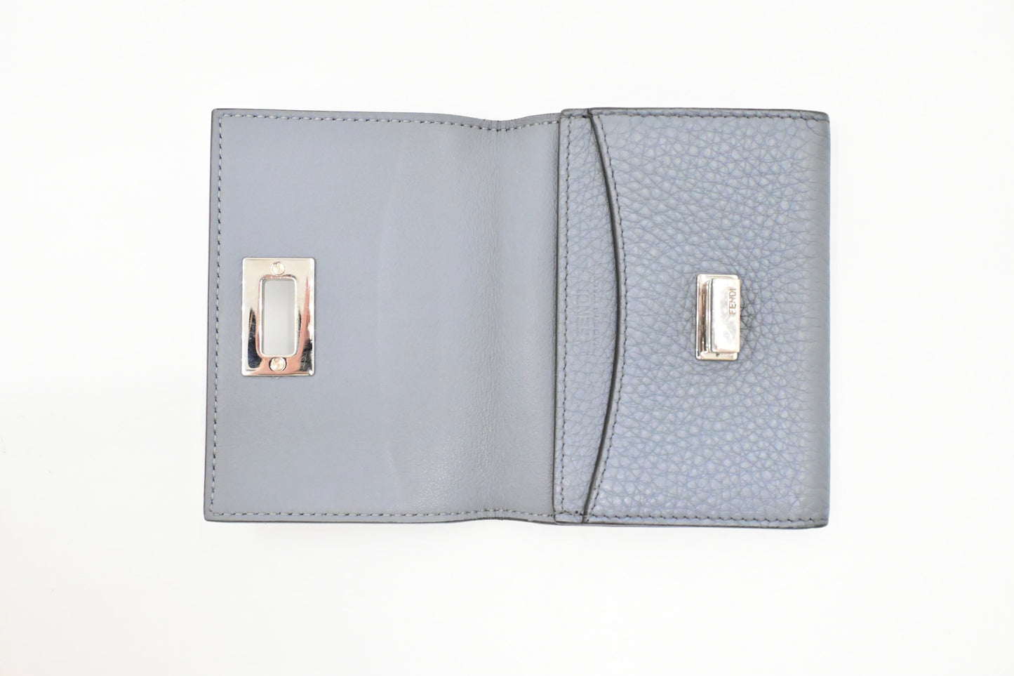 Fendi Peekaboo Mini Wallet in Light Blue Leather