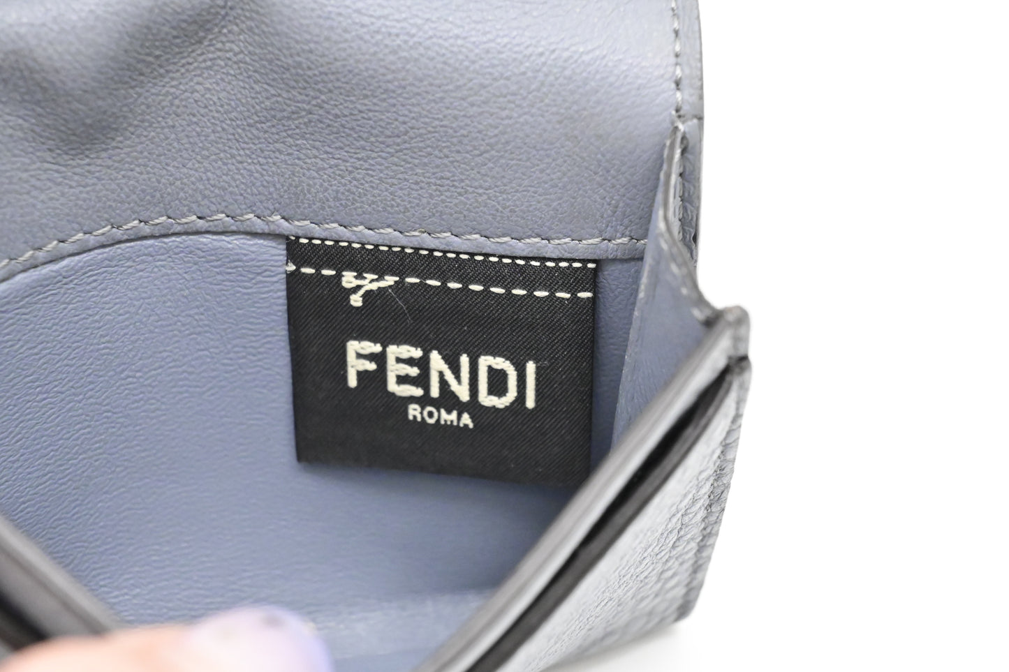 Fendi Peekaboo Mini Wallet in Light Blue Leather