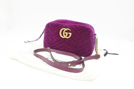 Gucci Marmont Shoulder Bag in Purple Matelasse Velvet