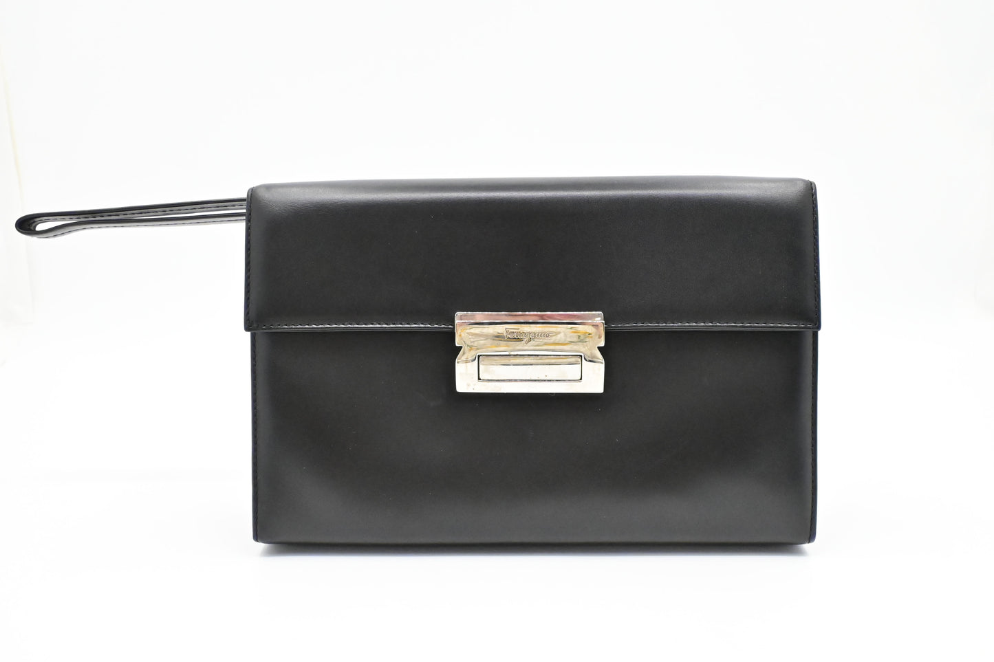 Ferragamo Wristlet in Black Leather