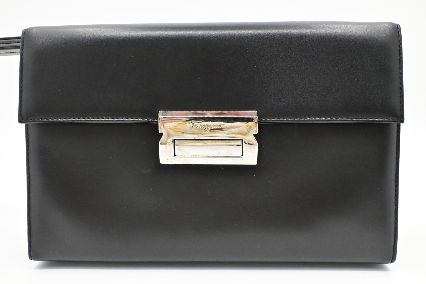 Ferragamo Wristlet in Black Leather